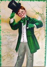 St Patrick&#39;s Day Postcard Green Coat Irish Man Signed Ellen Clapsaddle 1908 - £11.11 GBP