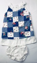 Gymboree Retired Strawberry Picnic Sz 12-18 Patchwork Dress Set Blue Whi... - $20.01