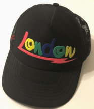 $12 London Vintage 90s Mesh Foam Black Snapback Trucker Hat Cap One Size - £8.00 GBP