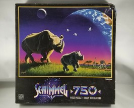 Schimmel Playful World Jigsaw Puzzle 750 Piece Rhino Giraffe Birds Earth Moon - $12.18