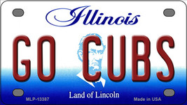 Go Cubs Illinois Novelty Mini Metal License Plate Tag - £11.76 GBP