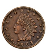 1863 Guerra Civil Token, Indio Cruzado Cañones F-79/351 , Au Estado - $1,276.81 MXN