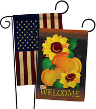 Welcome Pumpkin - Impressions Decorative USA Vintage - Applique Garden Flags Pac - £24.35 GBP