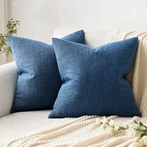 Miulee Pack Of 2 Decorative Throw Pillow Covers Linen Burlap Square Solid - £26.88 GBP