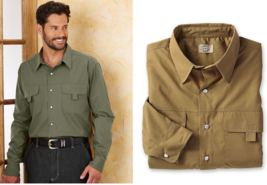 NEW Haband Men Travelers Snap Button Front Shirt Top Size L &amp; 1X  - $15.99