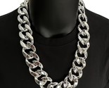 Hip Hop Large Acrylic Plastic Silver Cuban Link Chain Necklace 32mm 24&quot; ... - £15.82 GBP+