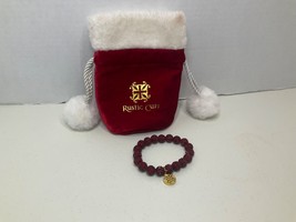 Rustic Cuff Christmas Red Crystal Beaded Stretch Bracelet w/Christmas Bag - £10.96 GBP