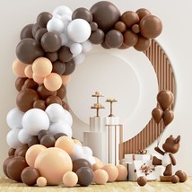 124Pcs Brown Balloons Garland Arch Kit, 18In 12In 10In 5In Nude White Coffee Bro - £15.71 GBP