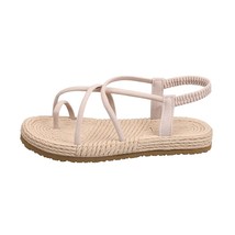 PAMANNI Concise Women Sandals Rear Strap Flat Comfortable Strap Flock Summer Spr - £29.17 GBP