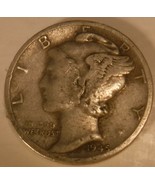 Mercury Silver Dime 1945 D Mint Mark Very Good to Fine Condition Uncerti... - €2,56 EUR