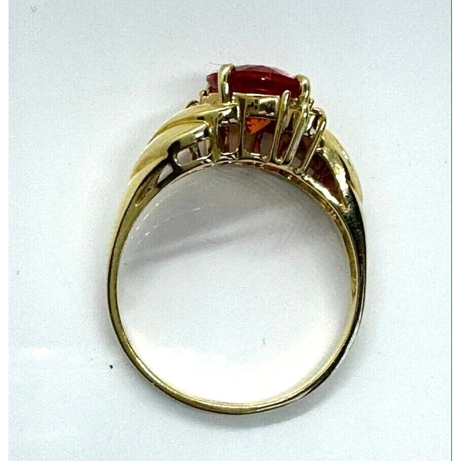 14K YELLOW GOLD PINK SAPPHIRE AND DIAMOND RING SIZE 8.5 SKY Item image 6