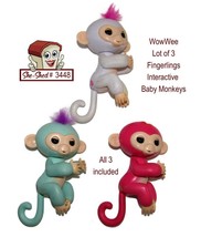 WowWee 3 pc Fingerlings Interactive Baby Monkeys Zoe, Bella, Sophie - used - £15.88 GBP