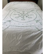 Vtg Summer CHENILLE Cotton Full Bedspread Cottage  Granny Chic Dog Bone ... - $24.75