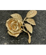 14K Yellow Gold Rose on Branch Elegant Pin Brooch - Stunning! - $23,510.06 MXN