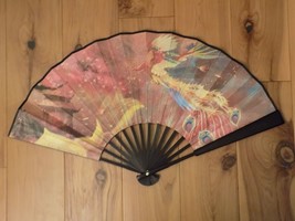 Japanese Art Print Silk Hand Folding Fan Fashion Decor Phoenix Laiyi - £23.19 GBP