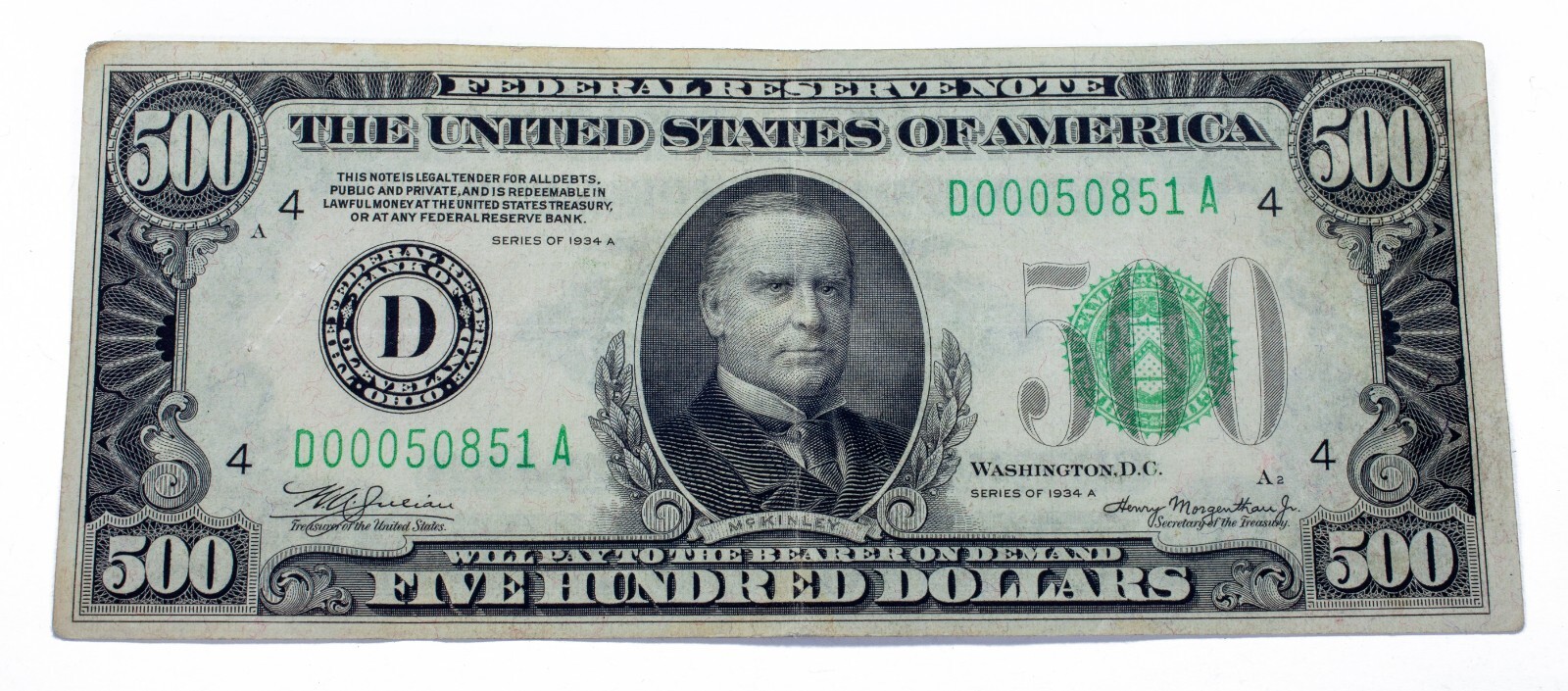 1934-A Federal Reserve Note in Very Fine(VF) Condition 2202-D - $2,079.40