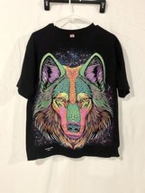 Playa Del Carmen Colorful Neon Wolf Graphic Black T-Shirt Men Sz Large P... - £11.60 GBP