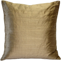 Sankara Gold Silk Throw Pillow 16x16, Complete with Pillow Insert - $41.95