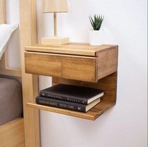 Wooden Floating Nightstand | Wall Mounted Nightstand with Drawer, Bedside Shelf - £284.13 GBP