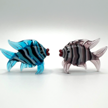 New Colors!  Murano Glass, Handcrafted Unique Mini Lovely Fish Figurine Set - $27.96