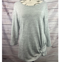 T by Talbots Lounge Twist Front Sweater Womens S Gray Scoop Stretch Long Sleeve - £12.91 GBP