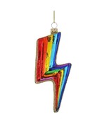 CHROMA BOLT ORNAMENT 5&quot; Glass Colorful Rainbow Lightning Bowie Christmas... - $19.95