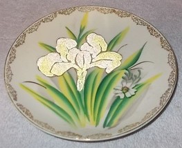 Wheelock Peoria Coralene Flowers Plate Japan 1930s with Paper Label -A - £10.35 GBP
