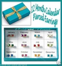 Earring All In 1 Calendar 12 Pair Stud Birthstone Colors Earrings - £18.90 GBP