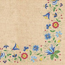 4pcs Decoupage Napkins, 33x33cm, Folk, Flowers, Embroidered Flowers, Serviette - £3.51 GBP