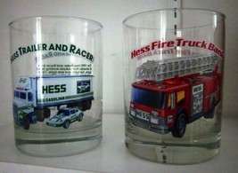 Hess Glasses (2) 1996 Classic Truck Series Fire Truck Bank Tractor Trailer Racer - £7.84 GBP
