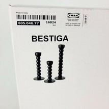 Set of 3 Ikea BESTIGA Black Candlestick Candle Holder Metal 12&quot; 11&quot; 8&quot;  New - $58.39