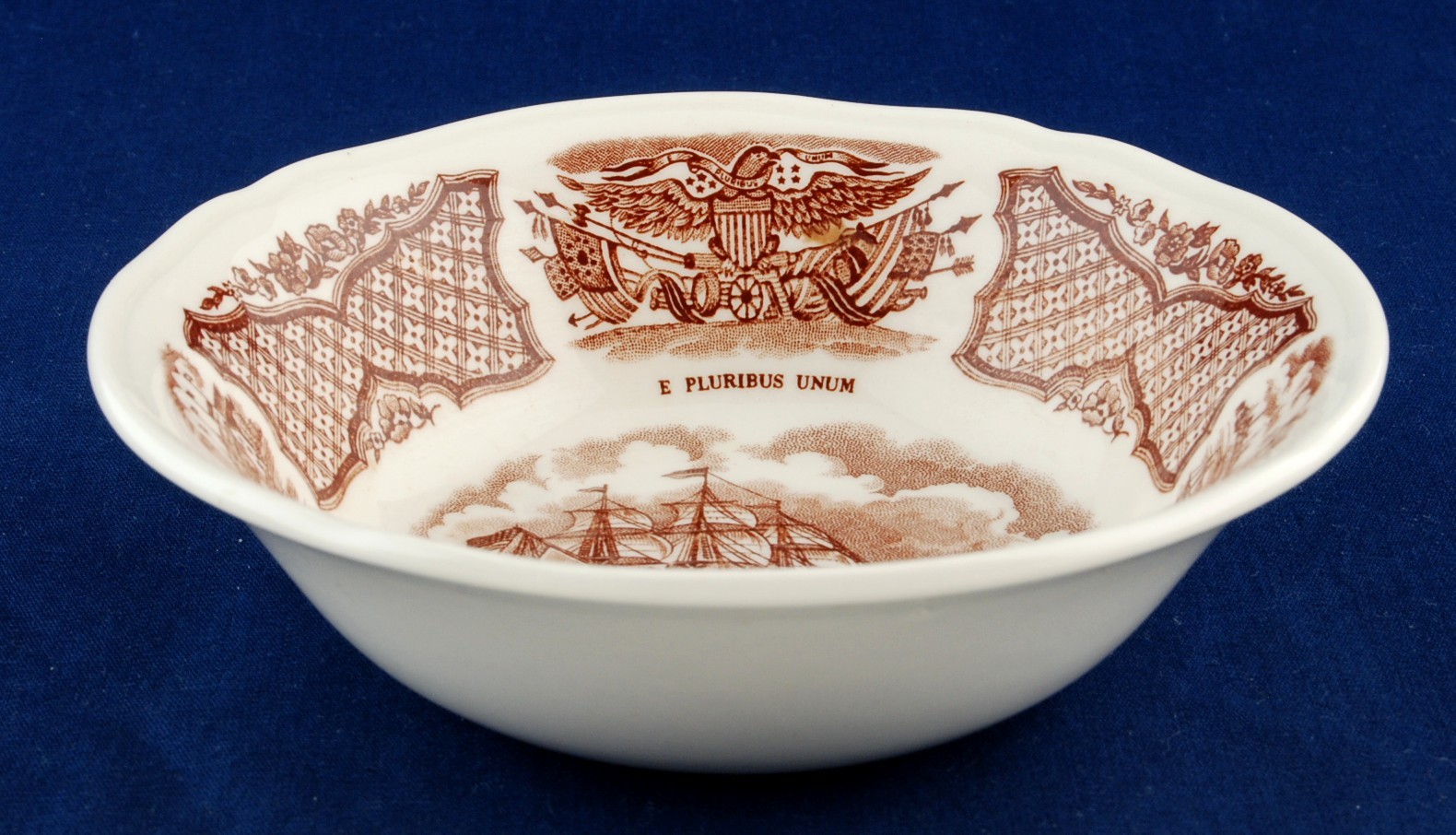 Alfred Meakin Fair Winds Brown Fruit Bowl USS Portsmouth Canton Sailing Ship Item image 2
