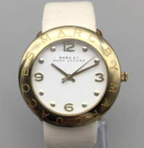 Marc by Marc Jacobs Watch Women Gold Tone 30M White Leather Band New Battery - £18.83 GBP