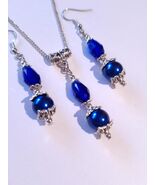 Blue pearl crystal silver jewelry set Royal blue pearl and crystal silve... - $52.00