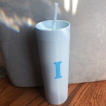 Modern Expressions BLUE Tumbler With Straw- letter I - $11.06 CAD