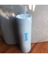 Modern Expressions BLUE Tumbler With Straw- letter I - $7.84