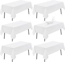 White Tablecloth 60 x 84 Inch Rectangle 4 Feet Table Cloth 6 Pack Wrinkl... - $53.08