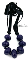 Purple Beaded Necklace on Black Velvet Cord Perfect for Halloween - £13.43 GBP