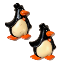 Penguins with Top Hats refrigerator magnets birds Selfix 1985 vintage Ho... - £7.09 GBP