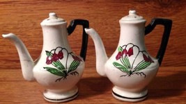 Vintage Ceramic Tall Teapot Salt &amp; Pepper Shakers Made in Japan - 1980&#39;s - £9.41 GBP