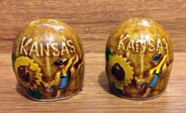 Vintage Golden Aspen Thriftco Souvenir Ceramic State of Kansas Salt &amp; Pe... - £9.43 GBP