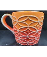 Starbucks Orange Red Mug 2009 Ombre Geometric 14Oz Hand Painted Coffee T... - $29.67