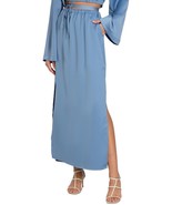 MSRP $70 Bar III X Nicole Williams English Satin Maxi Skirt Blue Size XS - €20,16 EUR