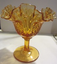 Vintage Fenton Amber Glass  Ruffled Edge Compote dish - £16.92 GBP