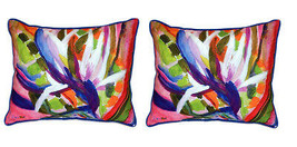 Pair of Betsy Drake Bird of Paradise Large Indoor Outdoor Pillows 16 x 20 inches - £70.10 GBP