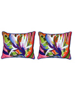 Pair of Betsy Drake Bird of Paradise Large Indoor Outdoor Pillows 16 x 2... - £71.20 GBP