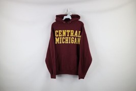 Vtg 90s Mens Medium Distressed Central Michigan University Spell Out Hoodie USA - £46.94 GBP