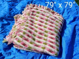 Vintage XL Handmade Granny Afghan Crochet Blanket Throw Quilt - £59.53 GBP