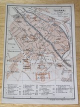 1910 Antique City Map Of Tournai / Wallonia / Belgium - £15.08 GBP