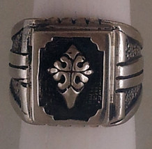 Heavy Rocker Biker Manly Sterling Silver Star Knights Signet Ring. Handmade  - £74.63 GBP